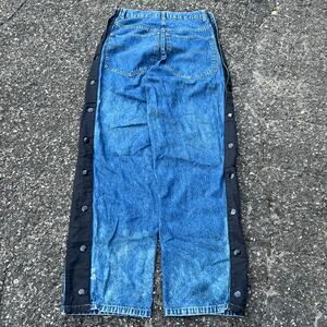 Vintage Y2K utility baggy denim striped button up jeans pants